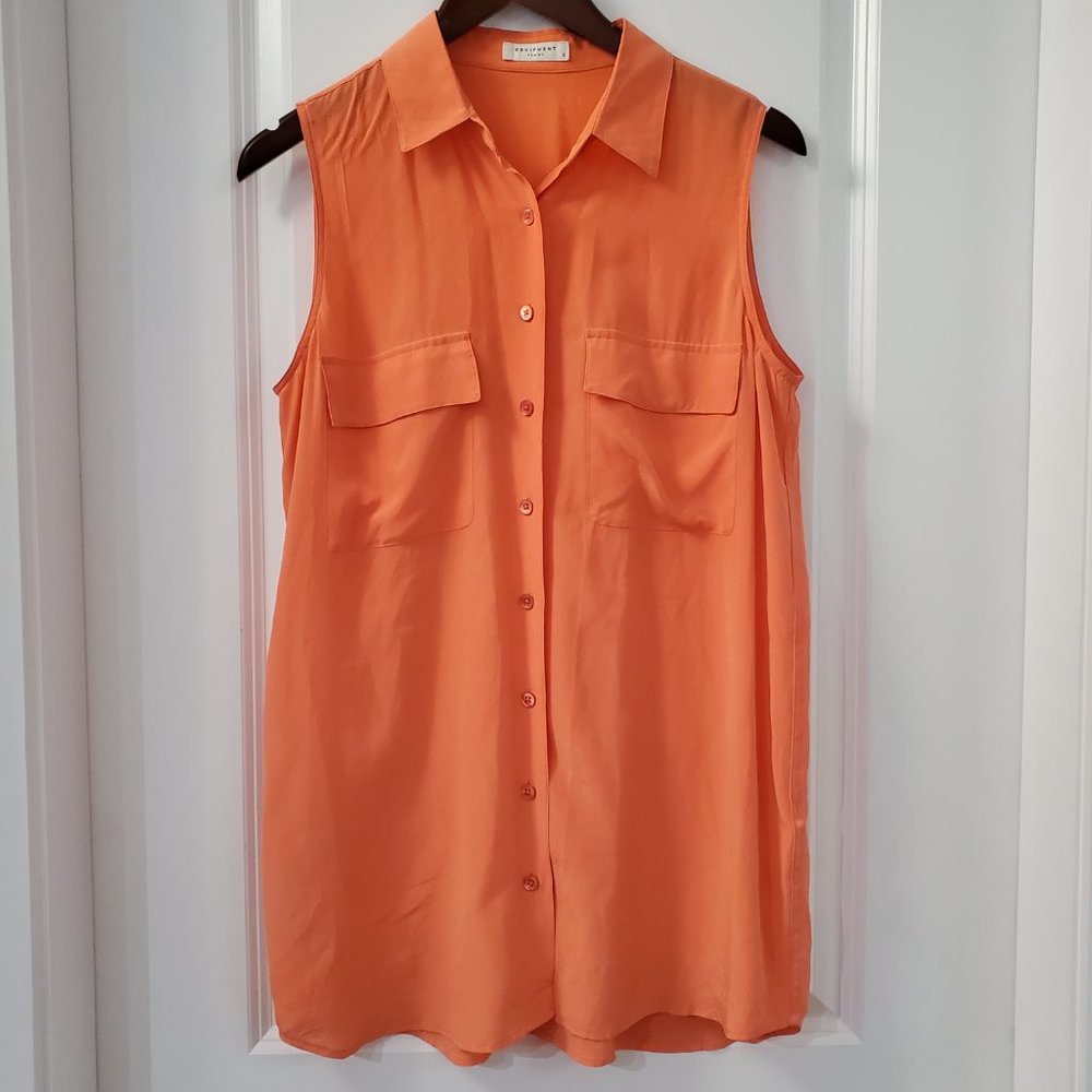 Equipment signature sleeveless silk button up